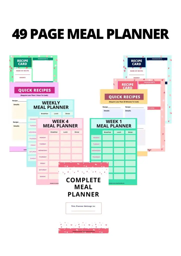 weekly meal planner printable